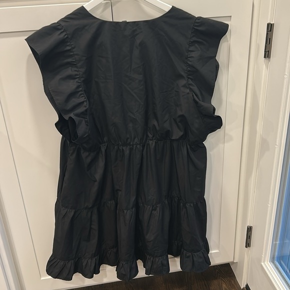 Abercrombie & Fitch Flutter Sleeve Tiered Mini Dress Black XXLT Plus Pockets - Picture 13 of 16
